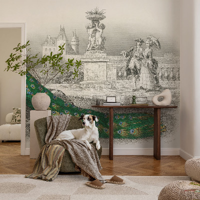 Selbstklebende Fototapete fürs Schlafzimmer mit bunten Federn als Motiv