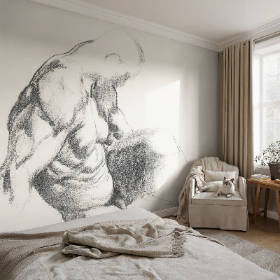 Selbstklebende Fototapete fürs Schlafzimmer mit der Skizze eines Mannes