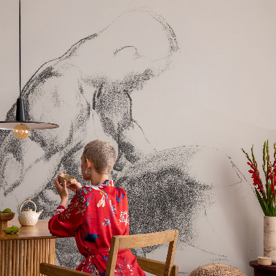 Selbstklebende Fototapete fürs Schlafzimmer mit der Skizze eines Mannes