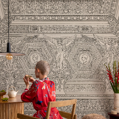 Fototapete in 3D-Optik mit klassischem Schmuckmotiv