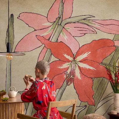 Moderne Fototapete nach Maß mit Motiv aus Taglilienblüten