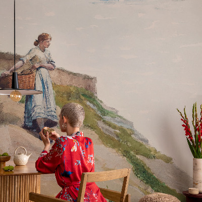 Selbstklebende Fototapete fürs Wohnzimmer mit weiblicher Landschaft