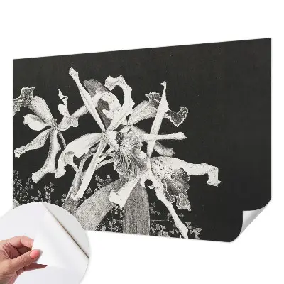Vintage Tapete mit einer Orchideenillustration