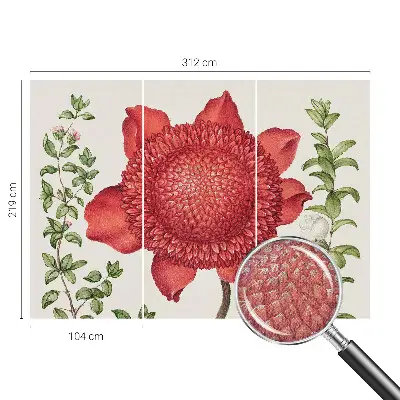 97D-Fototapete fürs Schlafzimmer mit floralem Motiv in eleganter Optik