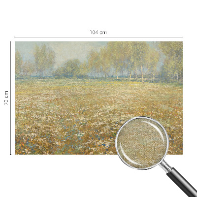 Fototapete in 3D-Optik mit Motiv eines blühenden Feldes
