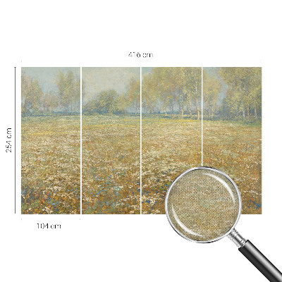 Fototapete in 3D-Optik mit Motiv eines blühenden Feldes