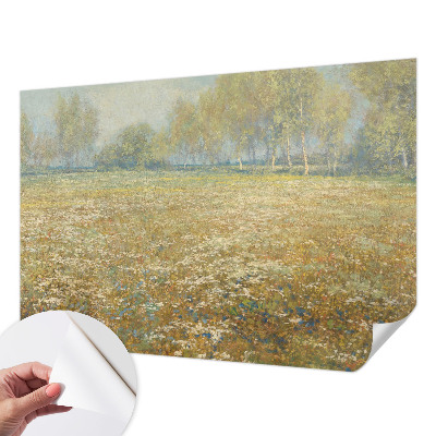 Fototapete in 3D-Optik mit Motiv eines blühenden Feldes