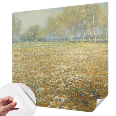 Fototapete in 3D-Optik mit Motiv eines blühenden Feldes