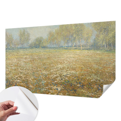 Fototapete in 3D-Optik mit Motiv eines blühenden Feldes
