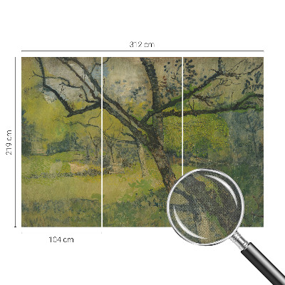 93D-Fototapete fürs Schlafzimmer mit einer grünen Landschaft