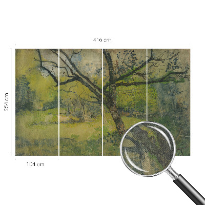 93D-Fototapete fürs Schlafzimmer mit einer grünen Landschaft
