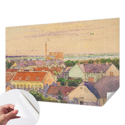 94D-Fototapete fürs Schlafzimmer mit Motiv von Stadtdächern