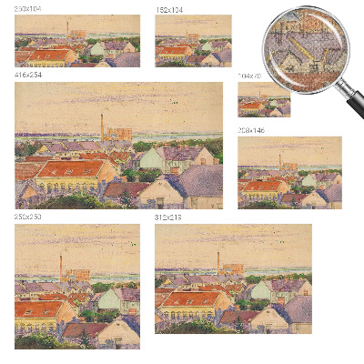 94D-Fototapete fürs Schlafzimmer mit Motiv von Stadtdächern