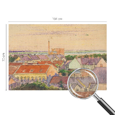 94D-Fototapete fürs Schlafzimmer mit Motiv von Stadtdächern