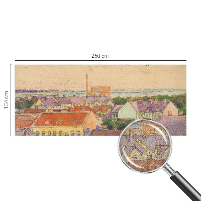 94D-Fototapete fürs Schlafzimmer mit Motiv von Stadtdächern