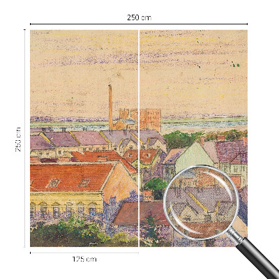 94D-Fototapete fürs Schlafzimmer mit Motiv von Stadtdächern