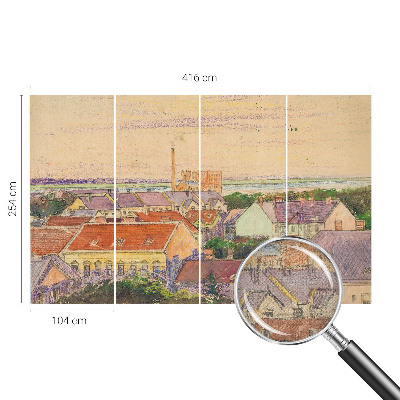 94D-Fototapete fürs Schlafzimmer mit Motiv von Stadtdächern