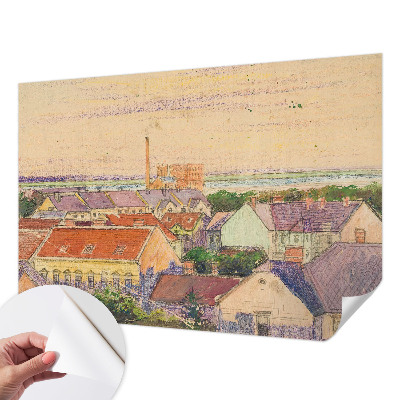 94D-Fototapete fürs Schlafzimmer mit Motiv von Stadtdächern