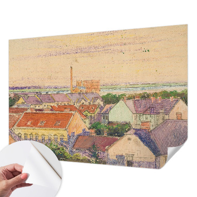 94D-Fototapete fürs Schlafzimmer mit Motiv von Stadtdächern