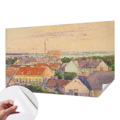 94D-Fototapete fürs Schlafzimmer mit Motiv von Stadtdächern