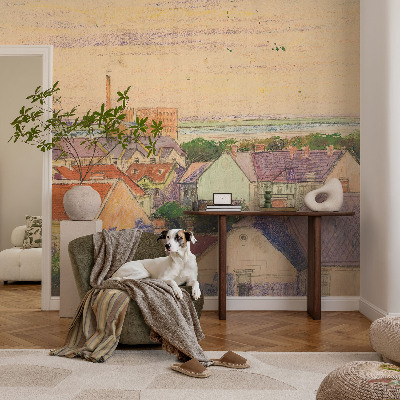94D-Fototapete fürs Schlafzimmer mit Motiv von Stadtdächern