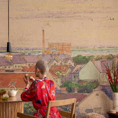 94D-Fototapete fürs Schlafzimmer Stadtdächer