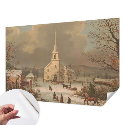 Selbstklebende Fototapete fürs Wohnzimmer mit einer Winterlandschaft