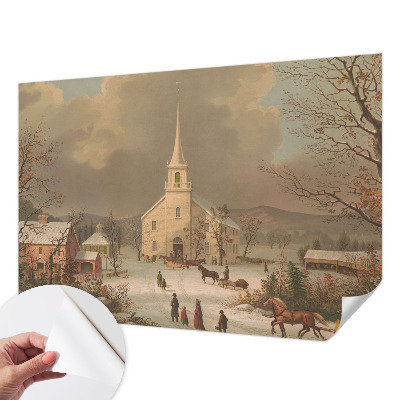 Selbstklebende Fototapete fürs Wohnzimmer mit einer Winterlandschaft