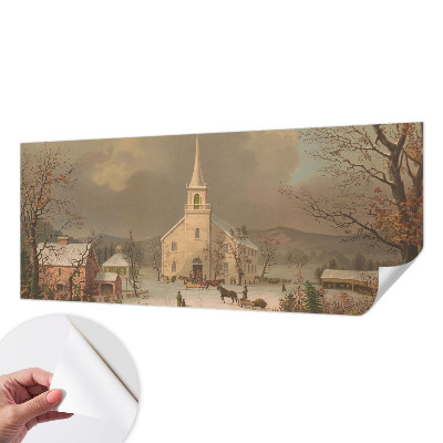 Selbstklebende Fototapete fürs Wohnzimmer mit einer Winterlandschaft
