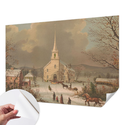 Selbstklebende Fototapete fürs Wohnzimmer mit einer Winterlandschaft