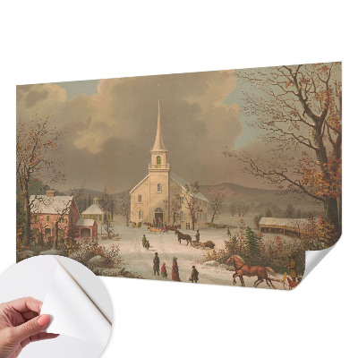 Selbstklebende Fototapete fürs Wohnzimmer mit einer Winterlandschaft