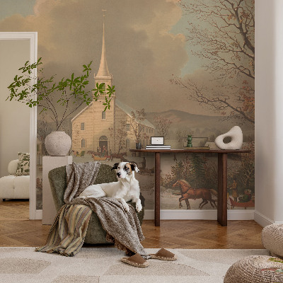 Selbstklebende Fototapete fürs Wohnzimmer Winterlandschaft