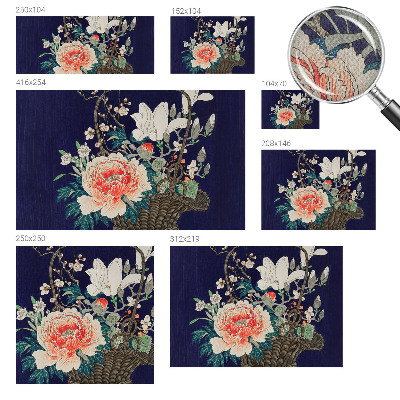 95D-Fototapete fürs Wohnzimmer mit Motiv eines Blumenkorbs