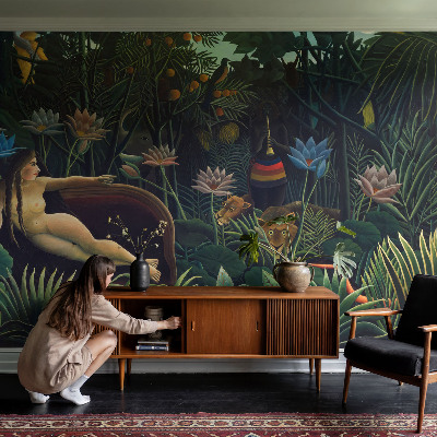 95D-Fototapete fürs Schlafzimmer mit exotischem Dschungelmotiv