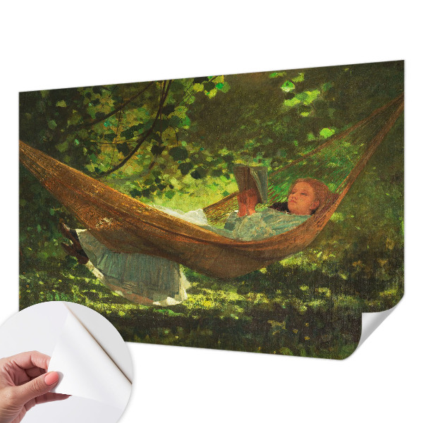 Selbstklebende Fototapete fürs Kinderzimmer mit Motiv einer entspannten Szene in einer Hängematte