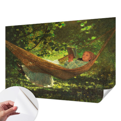 Selbstklebende Fototapete fürs Kinderzimmer mit Motiv einer entspannten Szene in einer Hängematte