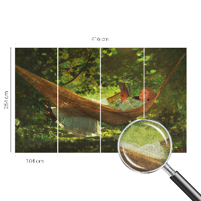 Selbstklebende Fototapete fürs Kinderzimmer mit Motiv einer entspannten Szene in einer Hängematte