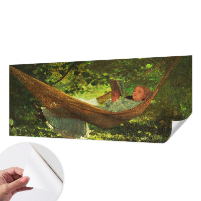 Selbstklebende Fototapete fürs Kinderzimmer mit Motiv einer entspannten Szene in einer Hängematte