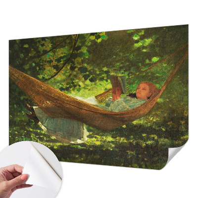 Selbstklebende Fototapete fürs Kinderzimmer mit Motiv einer entspannten Szene in einer Hängematte