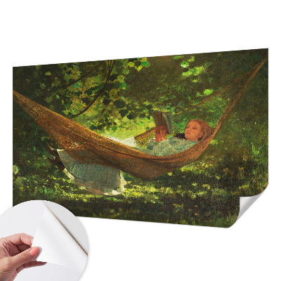 Selbstklebende Fototapete fürs Kinderzimmer mit Motiv einer entspannten Szene in einer Hängematte