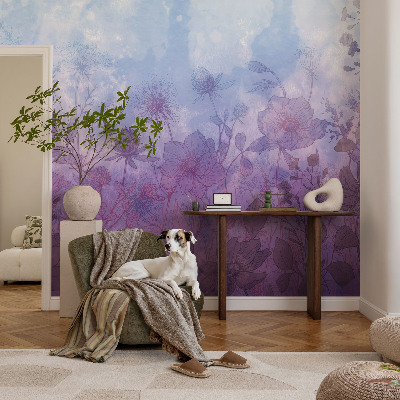 Vintage Tapete mit pastellfarbenem Blumenmuster