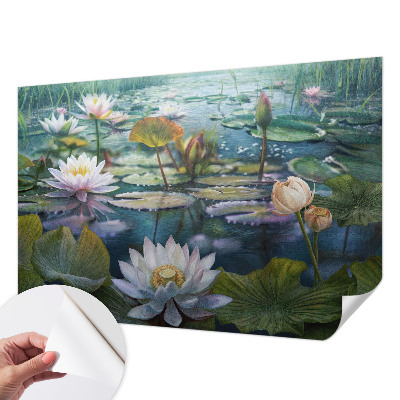 Selbstklebende Fototapete fürs Wohnzimmer mit Motiv „Teichblumen“