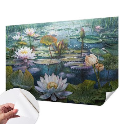 Selbstklebende Fototapete fürs Wohnzimmer mit Motiv „Teichblumen“