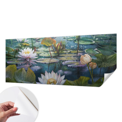 Selbstklebende Fototapete fürs Wohnzimmer mit Motiv „Teichblumen“