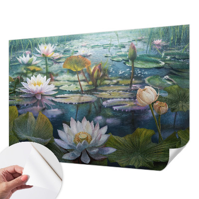 Selbstklebende Fototapete fürs Wohnzimmer mit Motiv „Teichblumen“