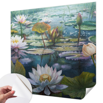 Selbstklebende Fototapete fürs Wohnzimmer mit Motiv „Teichblumen“