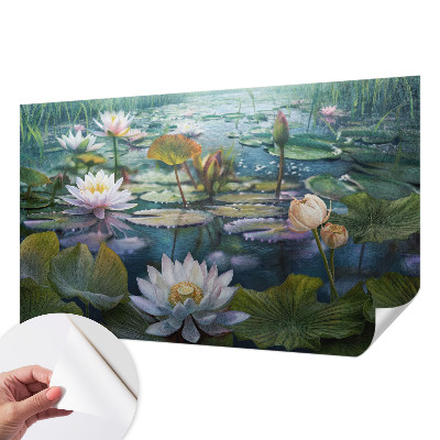 Selbstklebende Fototapete fürs Wohnzimmer mit Motiv „Teichblumen“