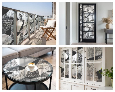 Sichtschutzfolie Fenster Buntglasoptik Geometrische Figuren