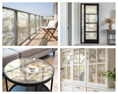 Sichtschutzfolie Fenster Buntglasoptik Pflanzenmuster