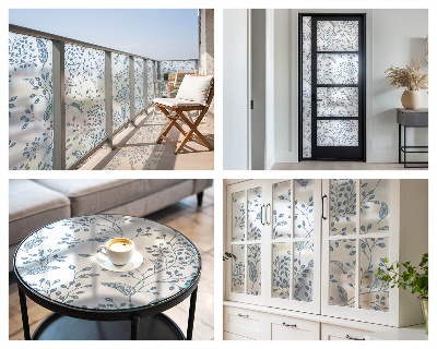 Sichtschutz Klebefolie Buntglasoptik Pflanzenmotiv